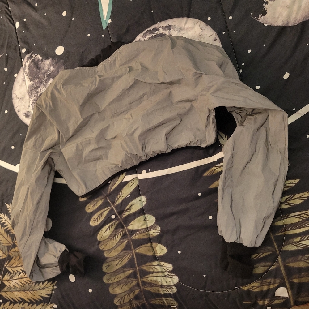Reflective Tech Rave Wear Style Crop Top Light Jacket - Picture 9 of 12
